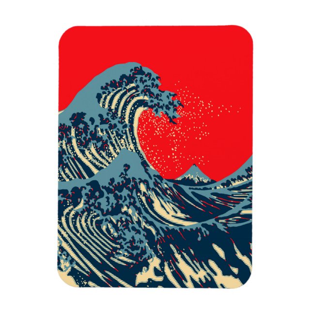 Íman O Excelente Hokusai Wave em Estilo Vibrante (Vertical)