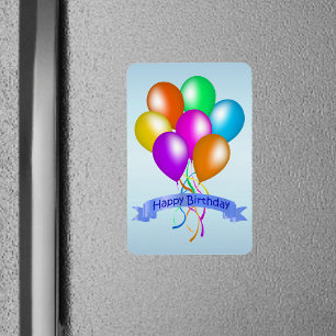 Íman O feliz aniversario colorido Balloons o partido da