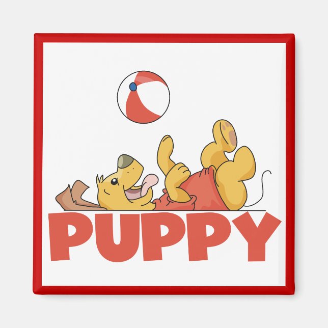 Íman O filhote de cachorro joga o camiseta e os present (Frente)