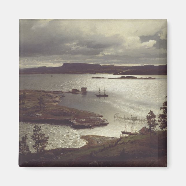 Íman O Fiorde de Sandvik por Hans Gude (Frente)