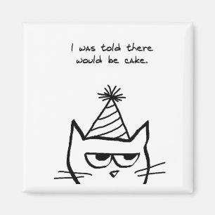 Íman O gato deia aniversários - ímã engraçado do ga