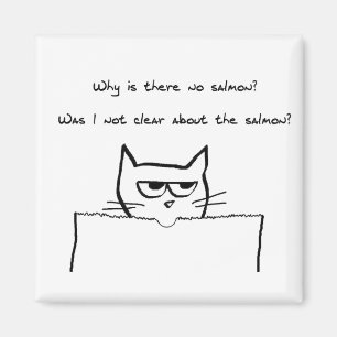 Íman O gato irritado exige salmões - ímã engraçado 
