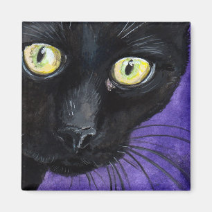 Íman O gato preto com amarelo Eyes a ilustração