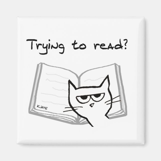 Íman O Gato Torna Impossível Ler - Magneta Engraçada (Frente)