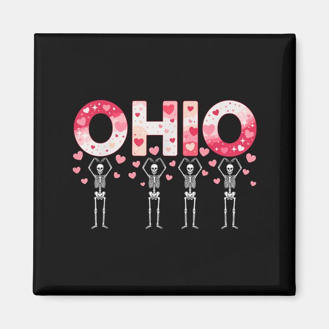 Íman O-h-i-o Funny Skeletons Ohio In Midwestern Valenti (Frente)