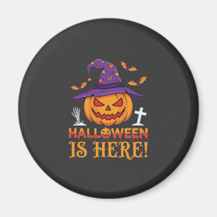 Íman O Halloween Chegou Bruxa Abóbora Vector