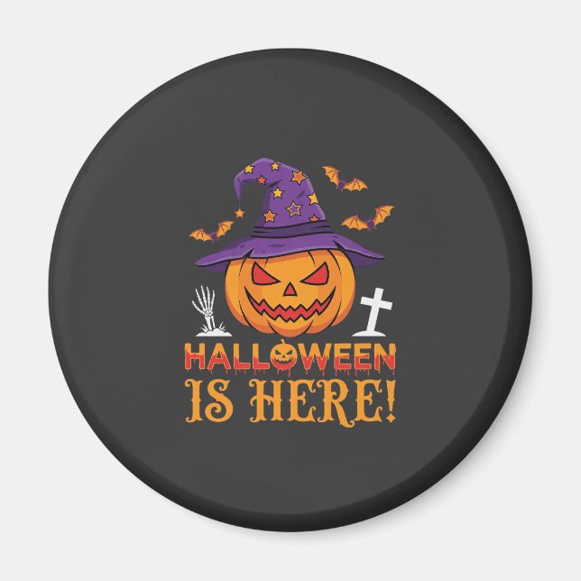 Íman O Halloween Chegou Bruxa Abóbora Vector (Frente)