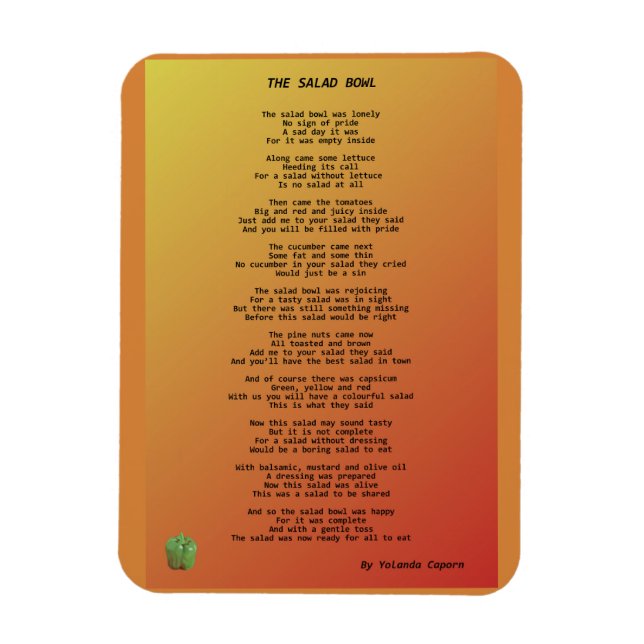 Íman O ímã flexível do salada (Vertical)