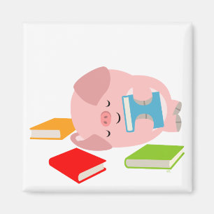 Íman O ímã pequeno do amante de livro (porco bonito d