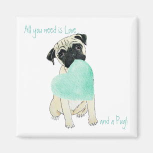 Íman O ímã todo que do Pug você precisa é amor & um