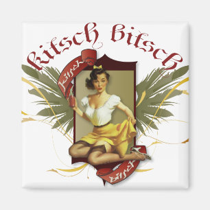 Íman O kitsch Bitsch: Pin-Acima retro do tatuagem da