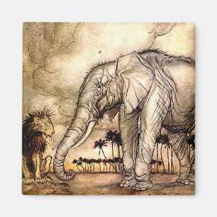 Íman "O Leão e o Elefante" por Arthur Rackham