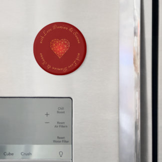 Íman O luxo e o ouro geométrico do coração vermelho