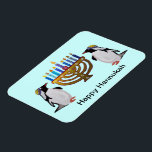 Íman O Magnet De Hannukah Premium, Escolhido Congelado<br><div class="desc">Ilustração gráfica de pinguins celebrando o feriado de Chanukah pelas luzes da menorah. Excelente de presente para uma das oito noites!</div>