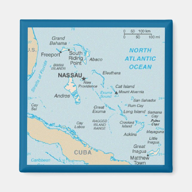Íman O Magneta do Mapa das Bahamas (Frente)
