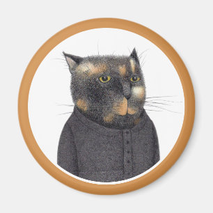 Íman O MALHADO MAID CAT Round Magnet