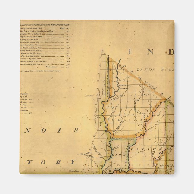 Íman O Mapa do Estado de Indiana de Shelton e Kensett (Frente)