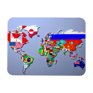 Íman O mapa do mundo com suas bandeiras