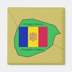 Íman O mapa e a bandeira de Andorra