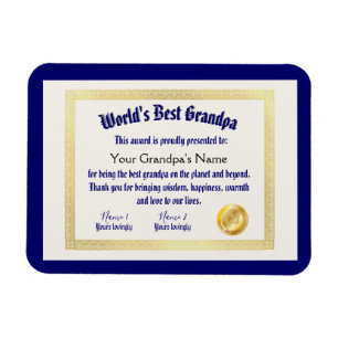 Íman O melhor certificado de prêmio de avô do mundo 