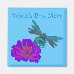 Íman O melhor Dragonfly da mãe do mundo na Flor Zinnia