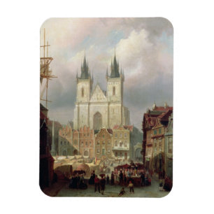 Íman O mercado velho em Praga, 1881 (óleo no canva