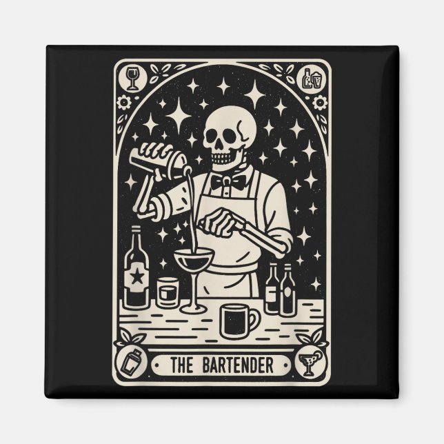 Íman O Mixologista Bartender Tarot Card Halloween Barm (Frente)