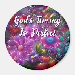 Íman O momento de Deus é perfeito e floral personalizad