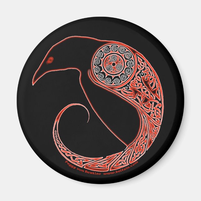 Íman O Morrigan Raven Celtic magnets preto (Frente)