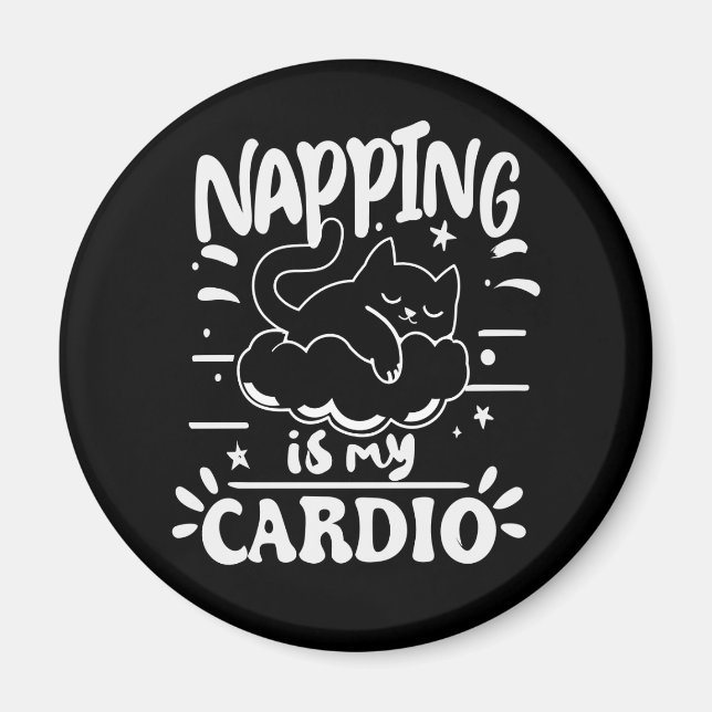 Íman O Napping É O Meu Cardio Simples Design De Gato En (Frente)