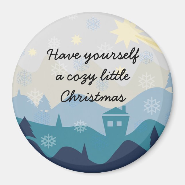 Íman O Natal acolhedor deseja o ímã retro do presente (Frente)