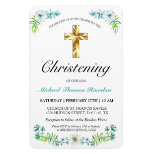 Íman O Natal Azul do Elegante Dourado Cross Boy