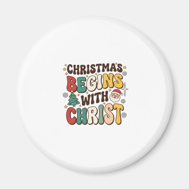 Íman O Natal Começa Com Cristo Design de Árvore de Nata (Frente)