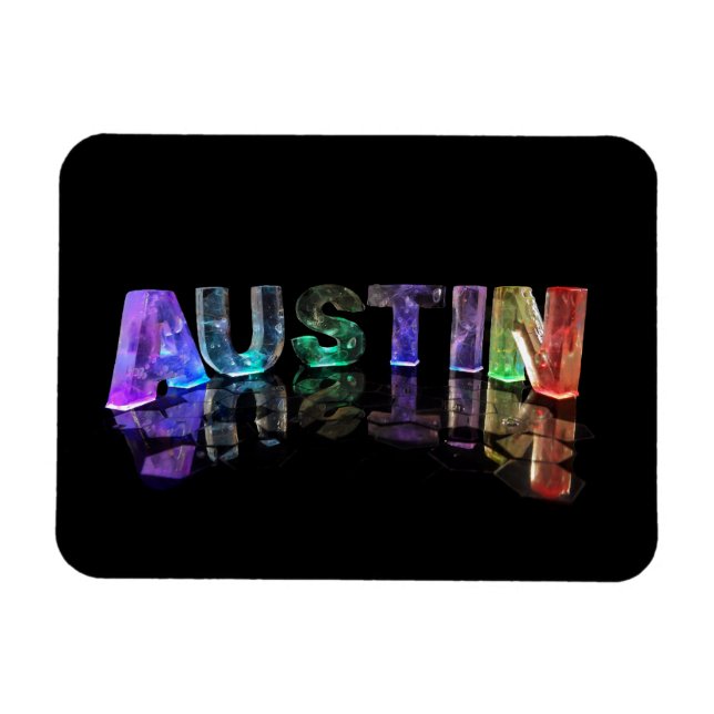 Íman O nome Austin em luzes 3D (Horizontal)