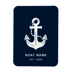 Íman O Nome do Seu Barco Âncora Azul 