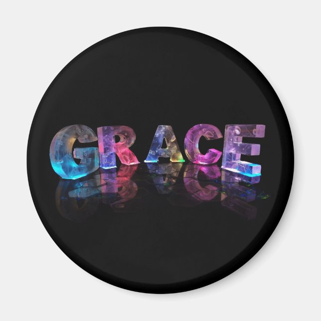 Íman O nome Grace em Luzes 3D (Fotografia) (Frente)