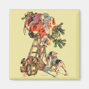 Íman O papai noel levanta uma escada