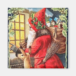 Íman O papai noel olha no ímã do vintage da janela