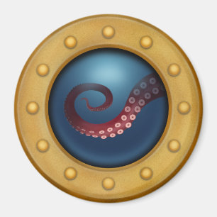 Íman O Porthole Octopus Natural History Steampunk