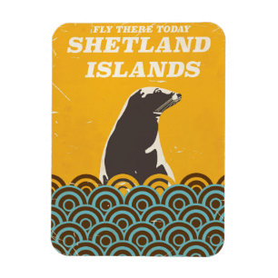 Íman O poster das viagens vintage das ilhas de Shetland