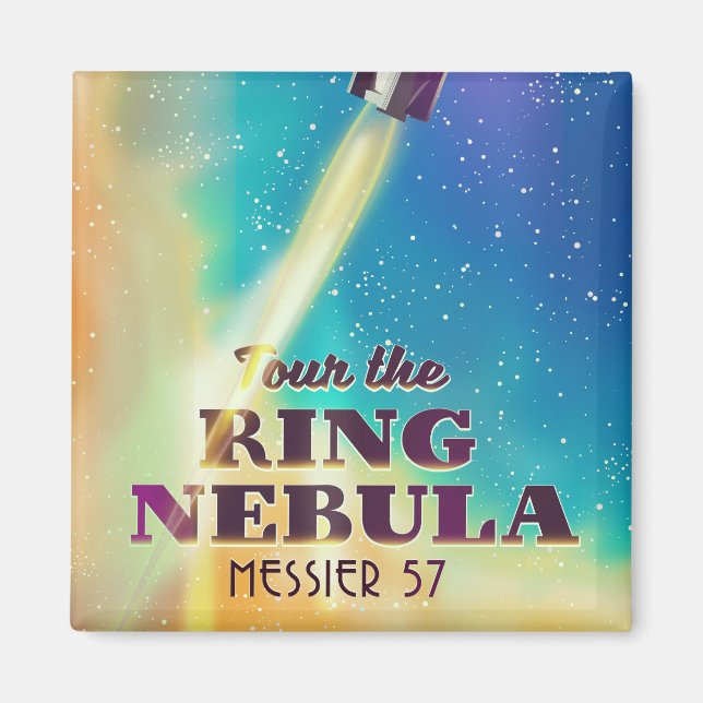 Íman O pôster de viagem espacial da Nebulosa do Anel (M (Frente)