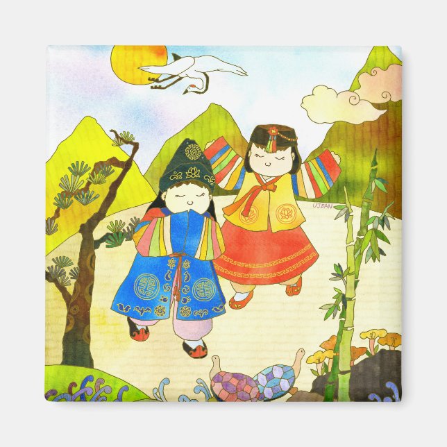 Íman O primeiro ímã de aniversário do Bebê coreano (Frente)