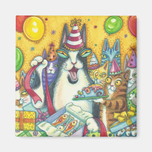 Íman O quadrado do ÍMÃ do ANIVERSÁRIO do gato de N F