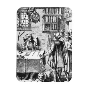 Íman O receptor dos impostos, após um woodcut 'no uso