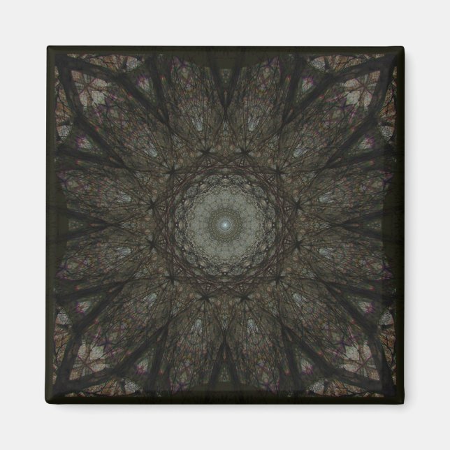 Íman O Relógio Quadrado Horas Mandala (Frente)