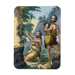 Íman O sacrifício de Cain e de Abel, de um impressão