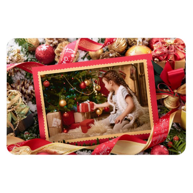 Íman O seu ímã de Natal personalizado FOTO (Horizontal)