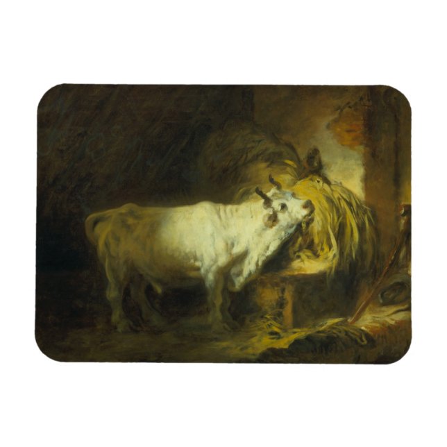 Íman O touro branco no estábulo (óleo na canvas) (Horizontal)