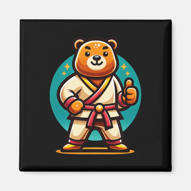 Íman O Urso De Karate Pose Os Dentes Para Cima (Frente)