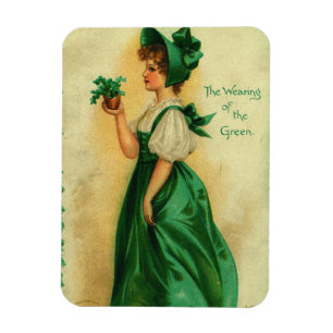 Íman "O Uso do Verde" cartão vintage, 1907
